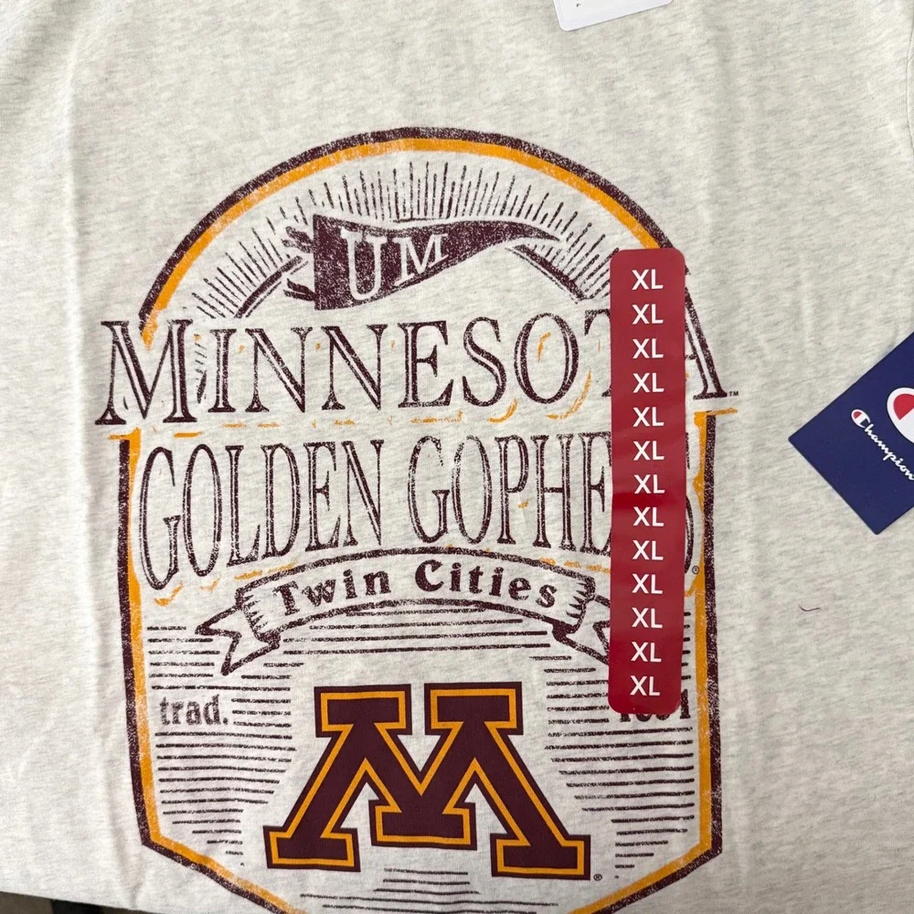 NWT Champion Minnesota Golden Gophers T-Shirt Unisex XL Extra Large Gray Tee - Picture 3 of 11